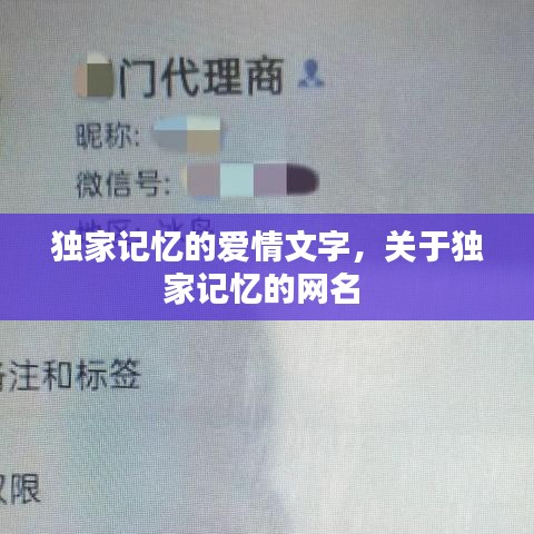 獨家記憶的愛情文字，關于獨家記憶的網名