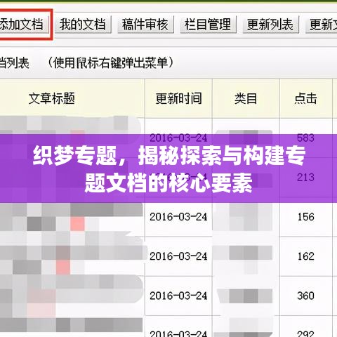 織夢專題，揭秘探索與構建專題文檔的核心要素
